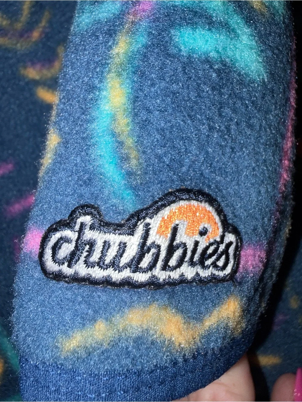Chubbies Men’s Teal Geo-Print Quarter-Zip Fleece with Yellow Accents Size Large